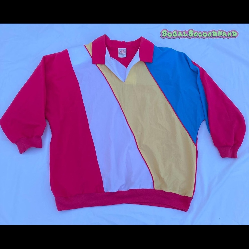 GW Division of Graff womens pullover sweater vintage shirt XL collared pink